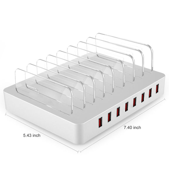 X6 96W 2.4A 8 USB Ports Smart Charger with Detachable Bezel, UK Plug(White)