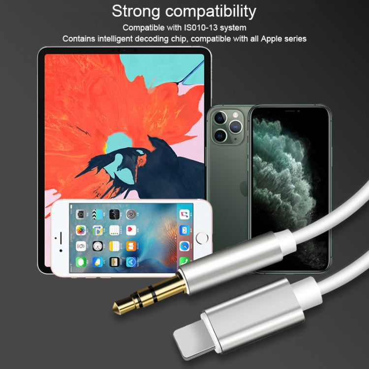 8 Pin to 3.5mm AUX Audio Adapter Cable, Length: 1m (White) - free shipping - PMC Jewellery - Order now!