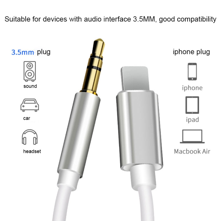 8 Pin to 3.5mm AUX Audio Adapter Cable, Length: 1m (White) - free shipping - PMC Jewellery - Order now!