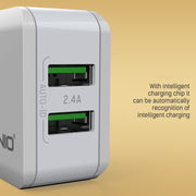 LDNIO A2201 2.4A Dual USB Charging Head Travel Direct Charge Mobile Phone Adapter Charger With Type-C Data Cable(EU Plug)