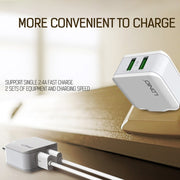 LDNIO A2201 2.4A Dual USB Charging Head Travel Direct Charge Mobile Phone Adapter Charger With Type-C Data Cable(EU Plug)