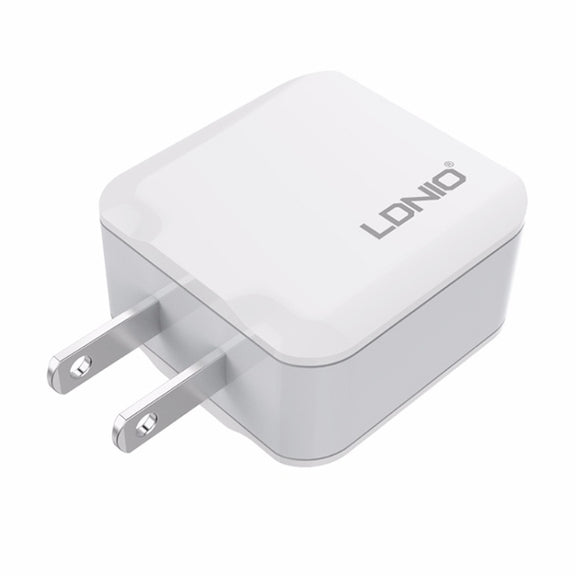 LDNIO A2201 2.4A Dual USB Charging Head Travel Direct Charge Mobile Phone Adapter Charger With Type-C Data Cable (US Plug)