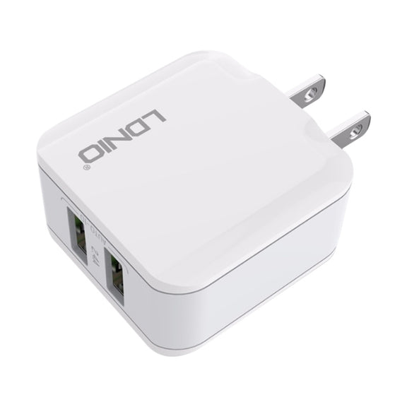 LDNIO A2201 2.4A Dual USB Charging Head Travel Direct Charge Mobile Phone Adapter Charger With Type-C Data Cable (US Plug)