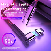 Type-C / USB-C to 8 Pin PD Angle Head Magnetic Charging Data Cable
