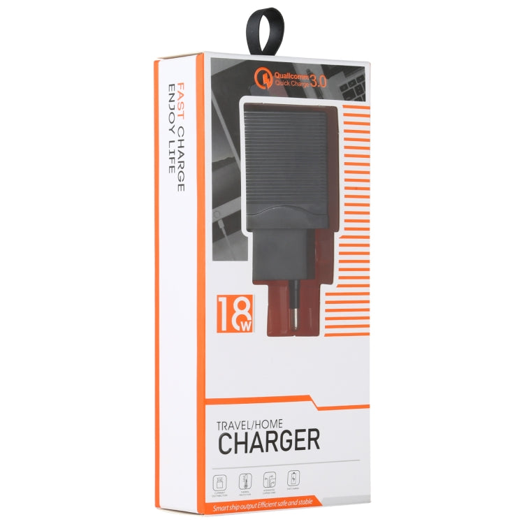 LZ-728 2 in 1 18W QC 3.0 USB Interface Travel Charger + USB to 8 Pin Data Cable Set, EU Plug, Cable Length: 1m(Black) - USB Charger by PMC Jewellery | Online Shopping South Africa | PMC Jewellery | Buy Now Pay Later Mobicred