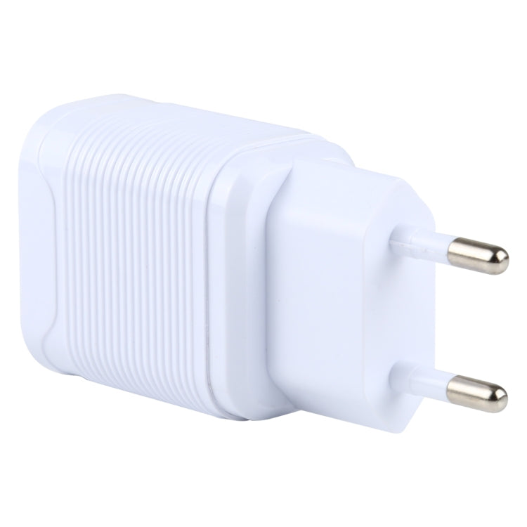LZ-728 2 in 1 18W QC 3.0 USB Interface Travel Charger + USB to 8 Pin Data Cable Set, EU Plug, Cable Length: 1m(White)