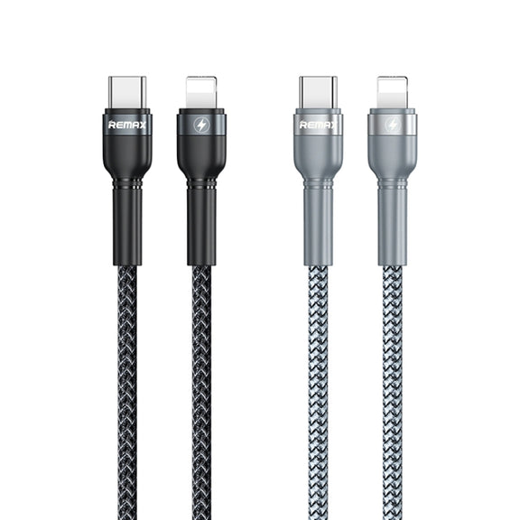 REMAX RC-171 Jany Series 1m PD20W USB to 8 Pin Aluminum Alloy Braid Fast Charging Data Cable (Silver)