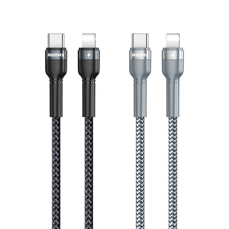 REMAX RC-171 Jany Series 1m PD20W USB to 8 Pin Aluminum Alloy Braid Fast Charging Data Cable (Silver)