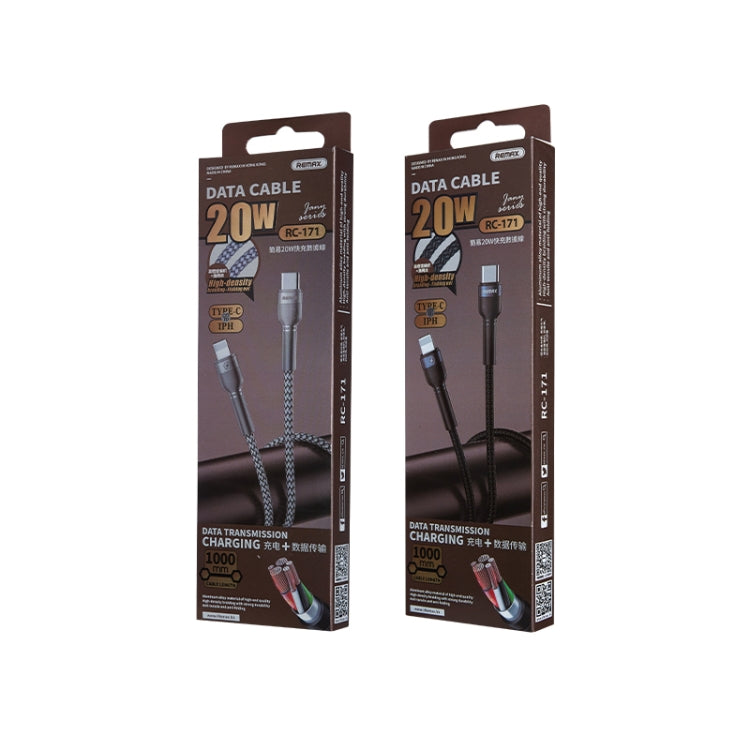 REMAX RC-171 Jany Series 1m PD20W USB to 8 Pin Aluminum Alloy Braid Fast Charging Data Cable (Silver)