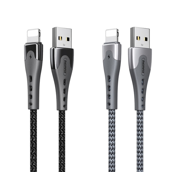 REMAX RC-150i KAWAY Series 1m 2.4A USB to 8 Pin Aluminum Alloy Braid Fast Charging Data Cable (Silver)