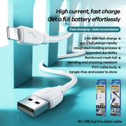 REMAX RC-138i 2.4A USB to 8 Pin Suji Pro Fast Charging Data Cable, Cable Length: 1m (Black)