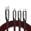K051 1.2m 3 in 1 USB to 8 Pin + USB-C / Type-C + Micro USB Shark Fabric Data Cable(Black) - Multifunction Cable by PMC TechLife | Online Shopping South Africa | PMC TechLife | Buy Now Pay Later Mobicred