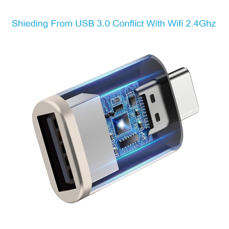 2 PCS SBT-148 USB-C / Type-C Male to USB 3.0 Female Zinc Alloy Adapter(Champagne Gold)