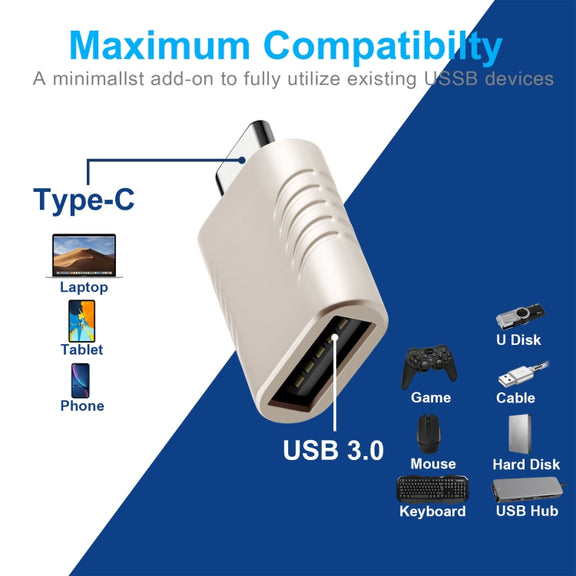 2 PCS SBT-148 USB-C / Type-C Male to USB 3.0 Female Zinc Alloy Adapter(Champagne Gold)