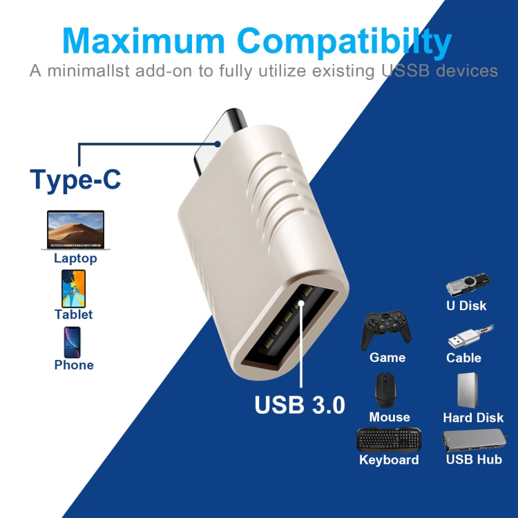 2 PCS SBT-148 USB-C / Type-C Male to USB 3.0 Female Zinc Alloy Adapter(Champagne Gold)