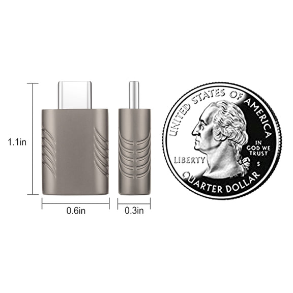 2 PCS SBT-148 USB-C / Type-C Male to USB 3.0 Female Zinc Alloy Adapter(Cosmic Grey)