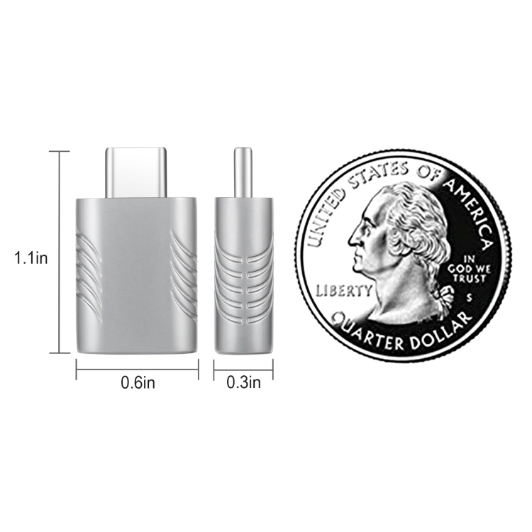 2 PCS SBT-148 USB-C / Type-C Male to USB 3.0 Female Zinc Alloy Adapter(Space Silver)