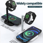 adj-984 2 in 1 Electromagnetic Induction Wireless Charger for Mobile Phones & Apple Watches & AirPods(White)