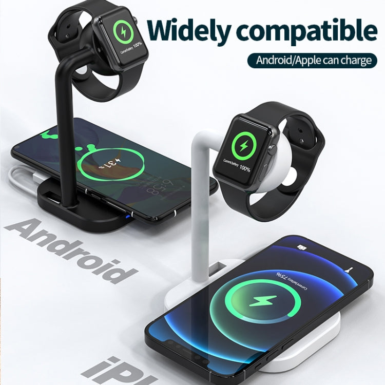 adj-984 2 in 1 Electromagnetic Induction Wireless Charger for Mobile Phones & Apple Watches & AirPods(White)