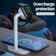 adj-984 2 in 1 Electromagnetic Induction Wireless Charger for Mobile Phones & Apple Watches & AirPods(White)