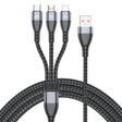 ADC-138 66W 3 in 1 USB to 8 Pin + Micro USB + USB-C / Type-C Fast Charging Braided Data Cable, Cable Length: 1.2m(Grey) - free shipping - PMC TechLife - Order now!