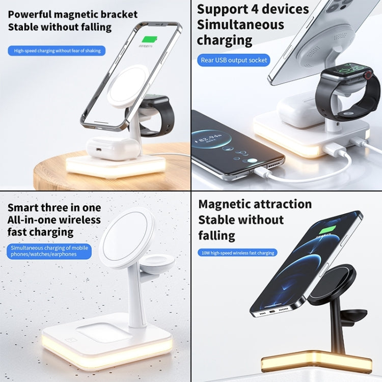991 3 in 1 15W Electromagnetic Induction Wireless Fast Charging with 360 Degree Rotating Holder(White)