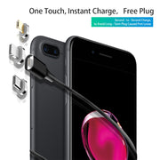 M11 3 in 1 3A USB to 8 Pin + Micro USB + USB-C / Type-C Nylon Braided Magnetic Data Cable, Cable Length: 2m (Silver)