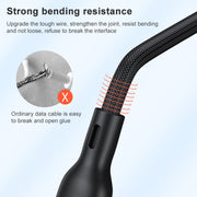 ADC-66 5A 66W 3 in 1 USB to 8 Pin + Micro USB + USB-C / Type-C Fast Charging Braided Data Cable, Cable Length: 1.2m