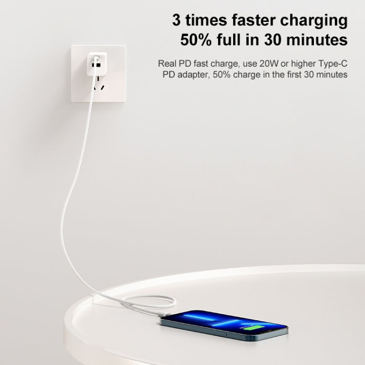 MOMAX DL51D Type-C / USB-C to 8 Pin PD Braided Fast Charging Cable, Length: 1.2m (White)