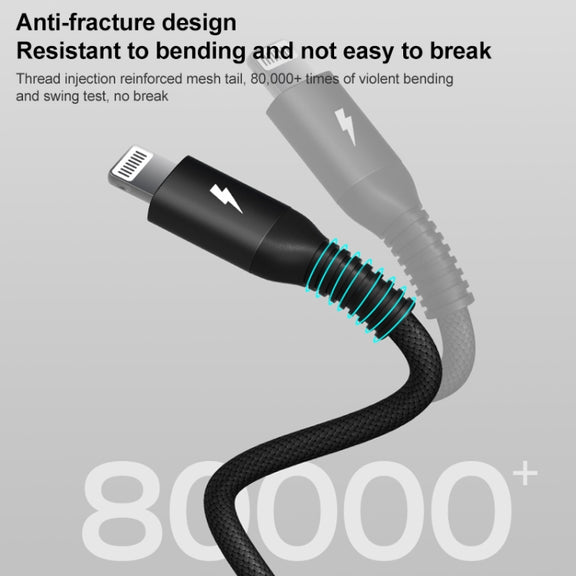 MOMAX DL51D Type-C / USB-C to 8 Pin PD Braided Fast Charging Cable, Length: 1.2m (White)