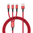 Braided 3A 3 in 1 USB to Type-C / 8 Pin / Micro USB Fast Charging Cable, Cable Length: 1.2m(Red) - Multifunction Cable by PMC TechLife | Online Shopping South Africa | PMC TechLife | Buy Now Pay Later Mobicred