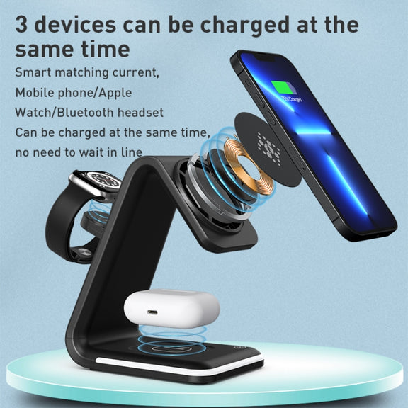 B17 3 in 1 Magnetic Wireless Vertical Charger (Black)