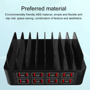 YFY-A55 150W 16 x USB Ports Smart Charging Station with Phone & Tablet Stand, EU Plug