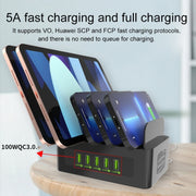 YFY-A54 100W USB + Type-C 5-Ports Smart Charging Station with Phone & Tablet Stand, AU Plug