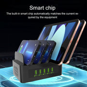 YFY-A54 100W USB + Type-C 5-Ports Smart Charging Station with Phone & Tablet Stand, AU Plug