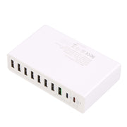 MFT-03Q 10 in 1 65W QC3.0 USB Smart Fast Charger, EU Plug(White)