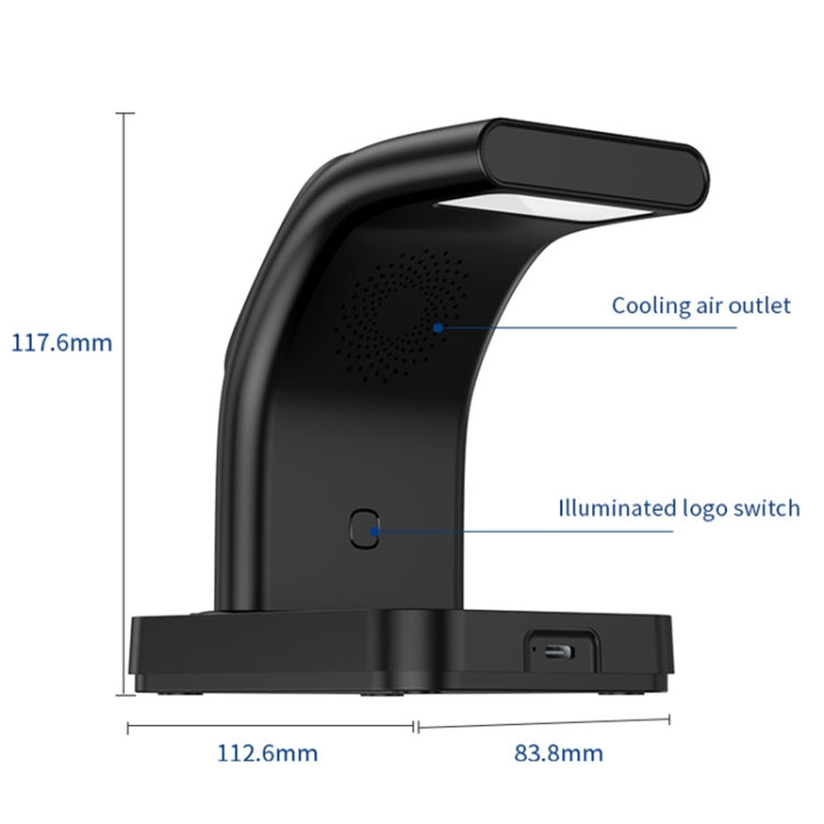 YP-HY05 15W 5 in 1 Magnetic Multifunctional Wireless Charger with Clock (Black)