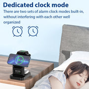 YP-HY05 15W 5 in 1 Magnetic Multifunctional Wireless Charger with Clock (Black)