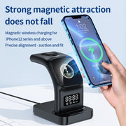YP-HY05 15W 5 in 1 Magnetic Multifunctional Wireless Charger with Clock (Black)