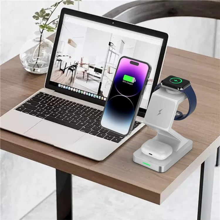 X3 15W 3 in 1 Magnetic Wireless Charger for iPhone, Apple Watch, AirPods(White)