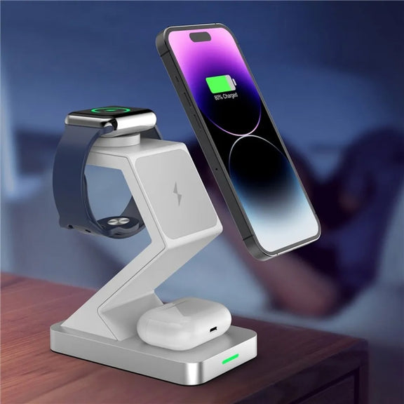 X3 15W 3 in 1 Magnetic Wireless Charger for iPhone, Apple Watch, AirPods(White)
