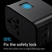 ROCK T62 35.5W Global Travel Multifunctional Plug PD Charger Power Adapter(Black)