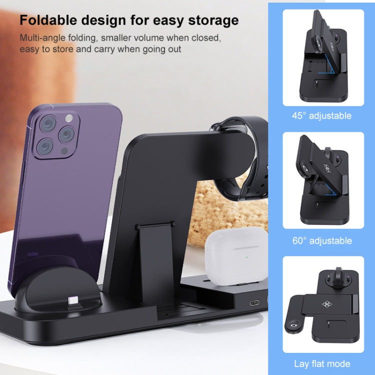 6 in 1 Multifunctional Foldable Vertical Wireless Charger (White) - Wireless Charger by PMC TechLife | Online Shopping South Africa | PMC TechLife