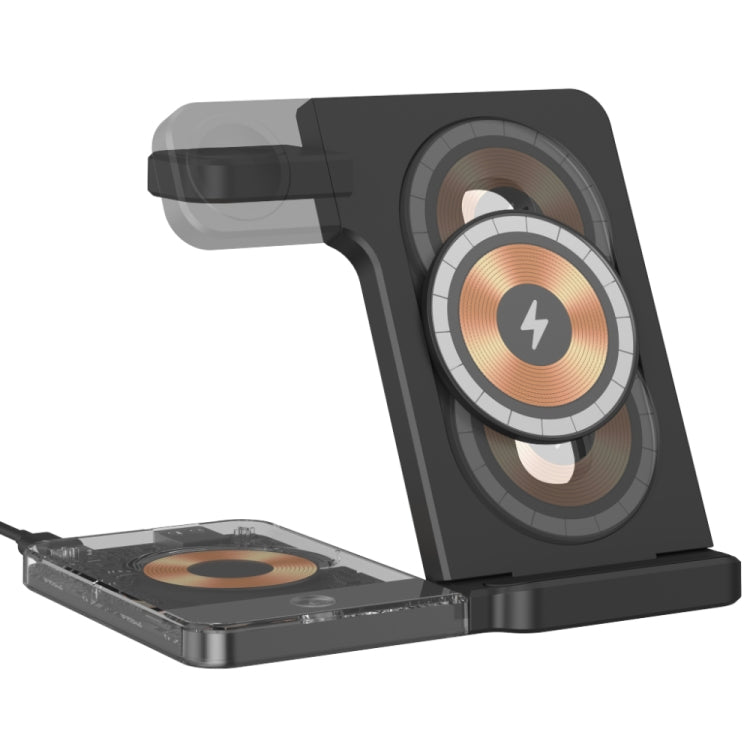 U17 15W 5 in 1 Folding Magnetic Wireless Charger with Night Light (Black) - free shipping - PMC Jewellery - Order now!