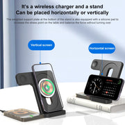U17 15W 5 in 1 Folding Magnetic Wireless Charger with Night Light (Black)