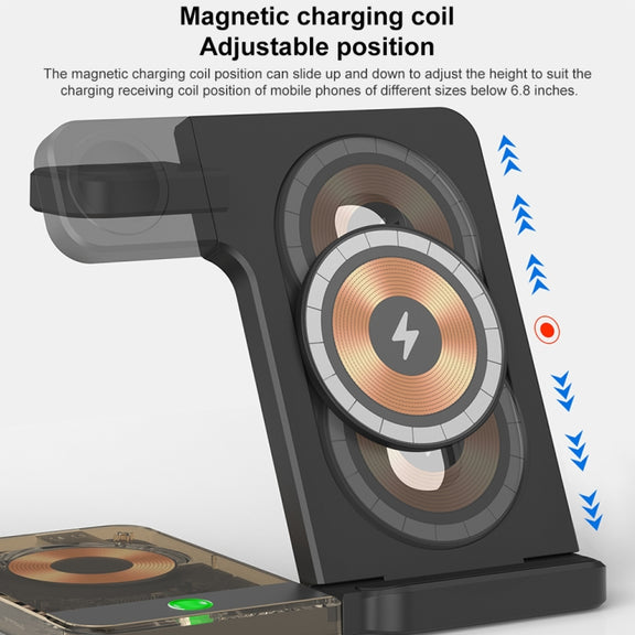 U17 15W 5 in 1 Folding Magnetic Wireless Charger with Night Light (Black)