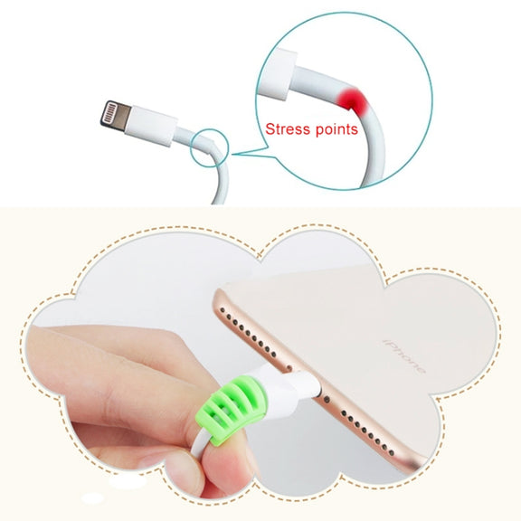 2 PCS Anti-break USB Charge Cable Winder Protective Case Protection Sleeve(White)