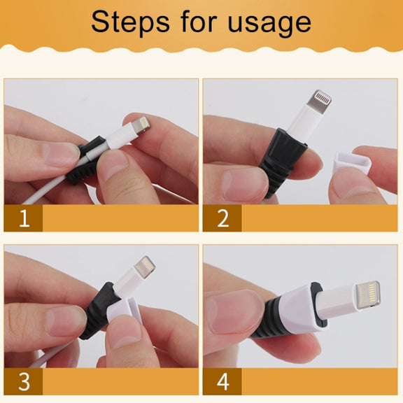 2 PCS Anti-break USB Charge Cable Winder Protective Case Protection Sleeve(White)