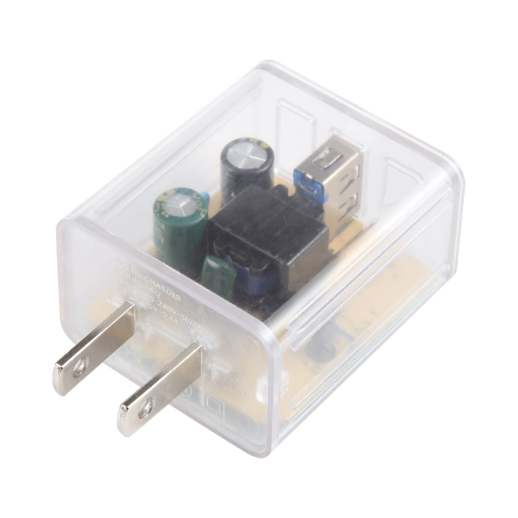 64-2 2A USB Transparent Charger, Specification: US Plug