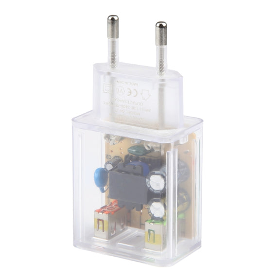 64-22 2A Dual USB Transparent Charger, specification: EU Plug